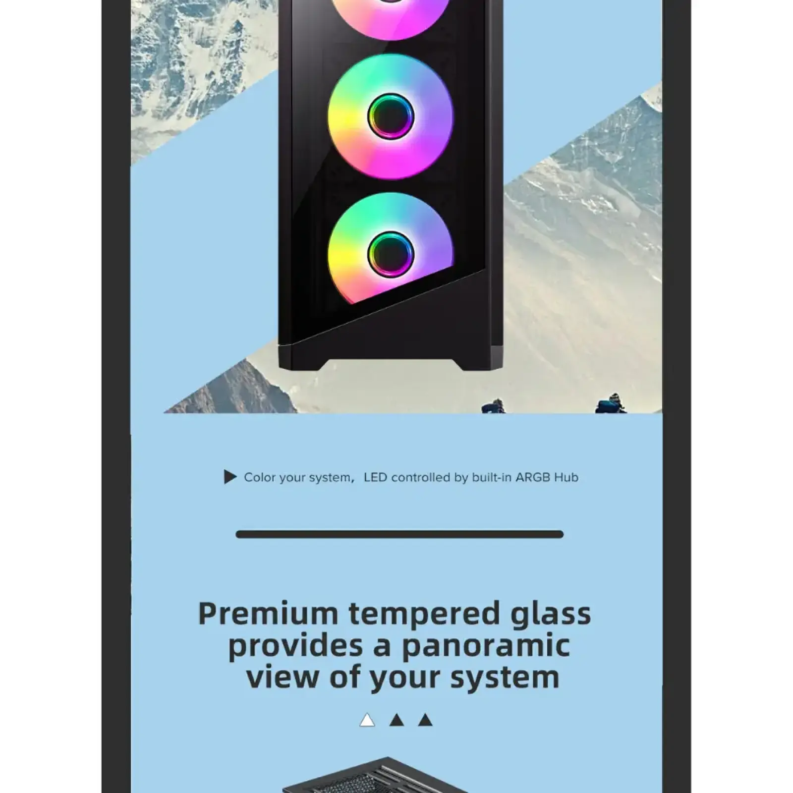 Корпус GAMEMAX Micro ATX без блока живлення, закалене скло Destroyer TGB UA