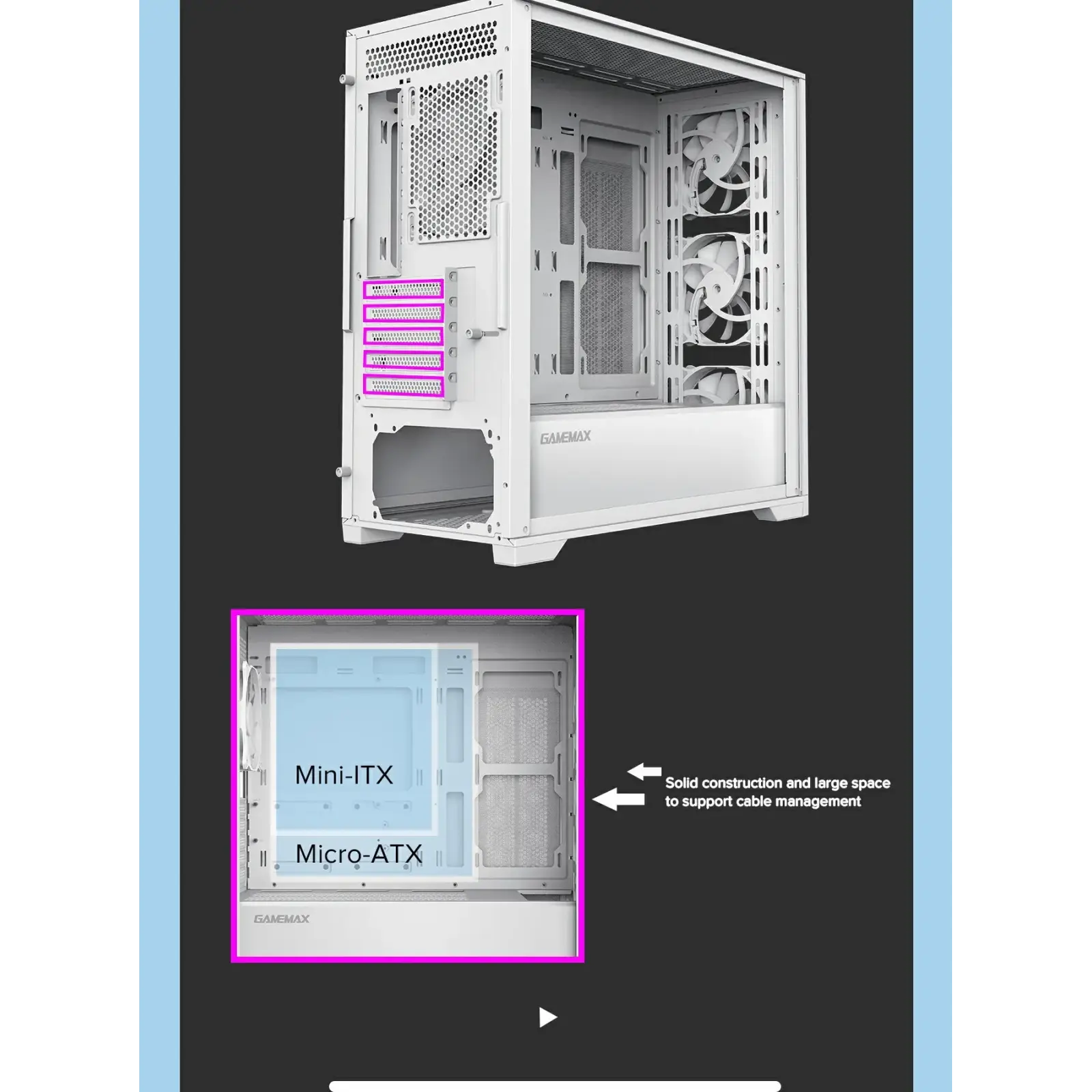 Корпус GAMEMAX Micro ATX без блока живлення , закалене скл о Destroyer TGW UA