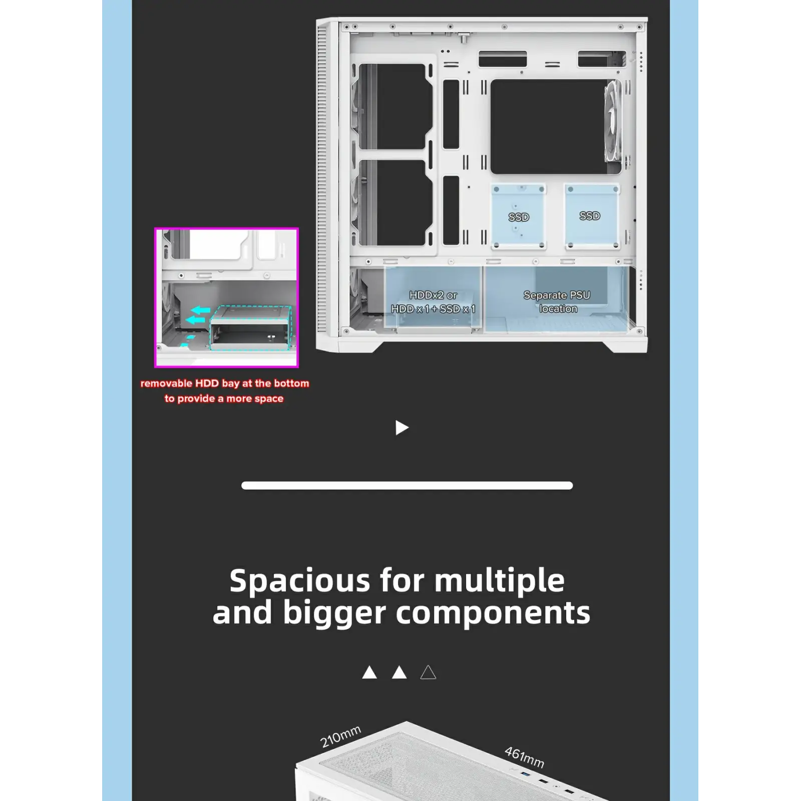 Корпус GAMEMAX Micro ATX без блока живлення , закалене скл о Destroyer TGW UA