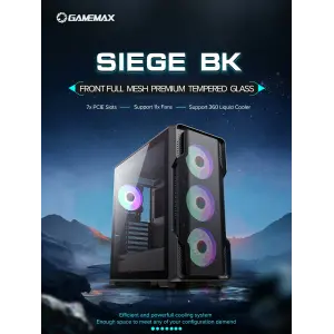 Корпус GAMEMAX Tower E-ATX без блока живлення , закалене с кло Siege BK UA