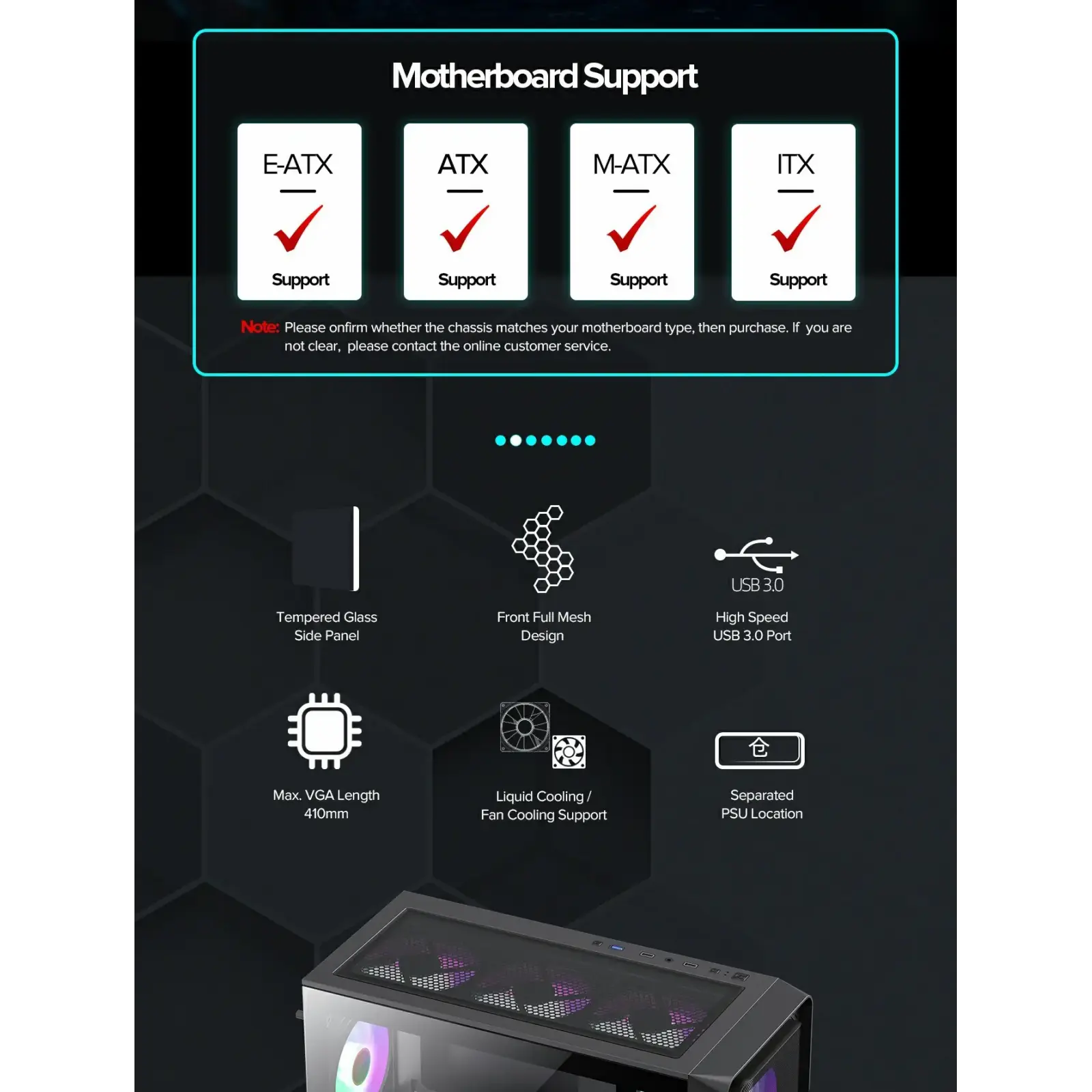 Корпус GAMEMAX Tower E-ATX без блока живлення , закалене с кло Siege BK UA