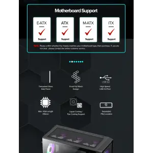 Корпус GAMEMAX Tower E-ATX без блока живлення , закалене с кло Siege BK UA