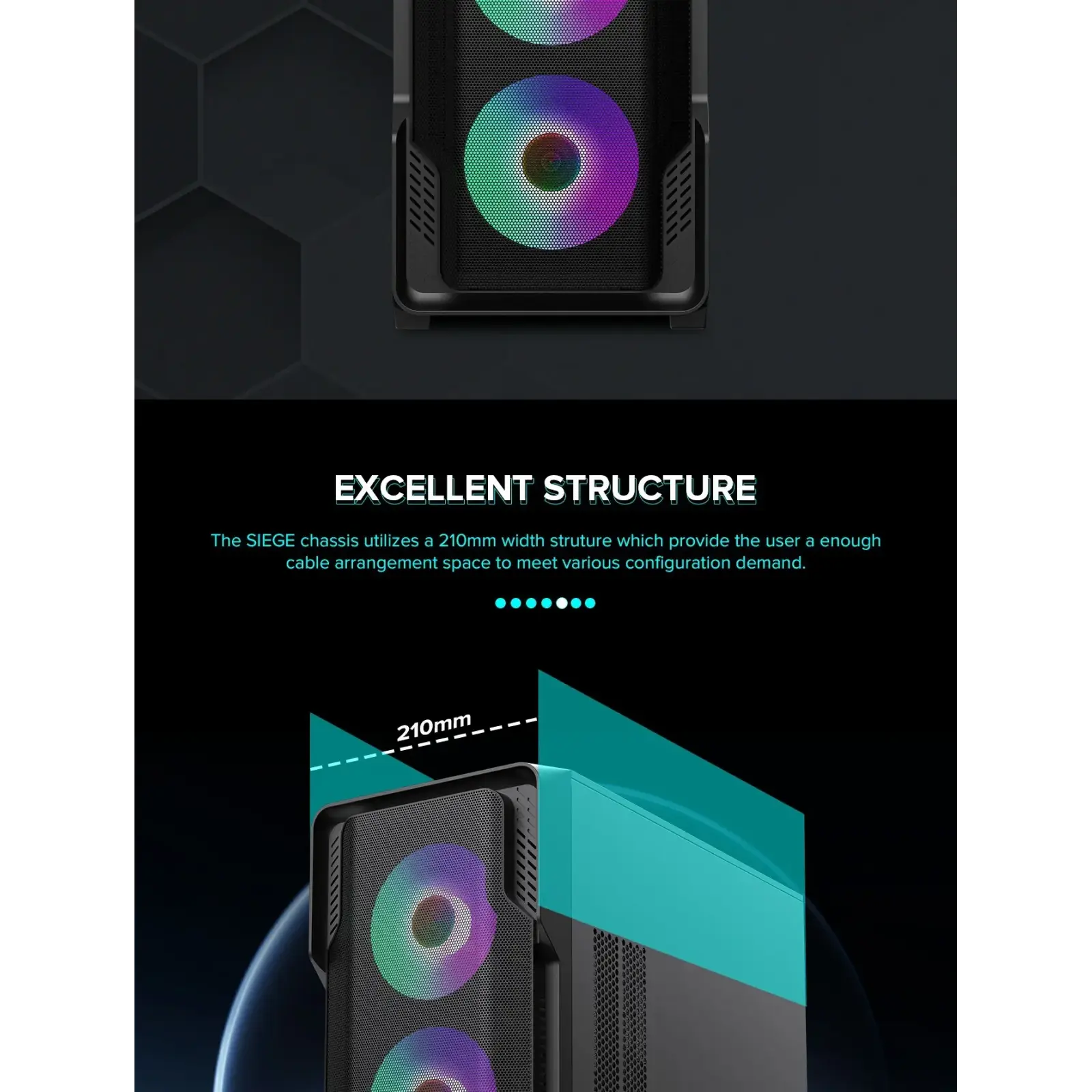 Корпус GAMEMAX Tower E-ATX без блока живлення , закалене с кло Siege BK UA