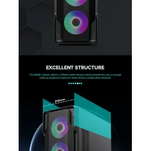 Корпус GAMEMAX Tower E-ATX без блока живлення , закалене с кло Siege BK UA