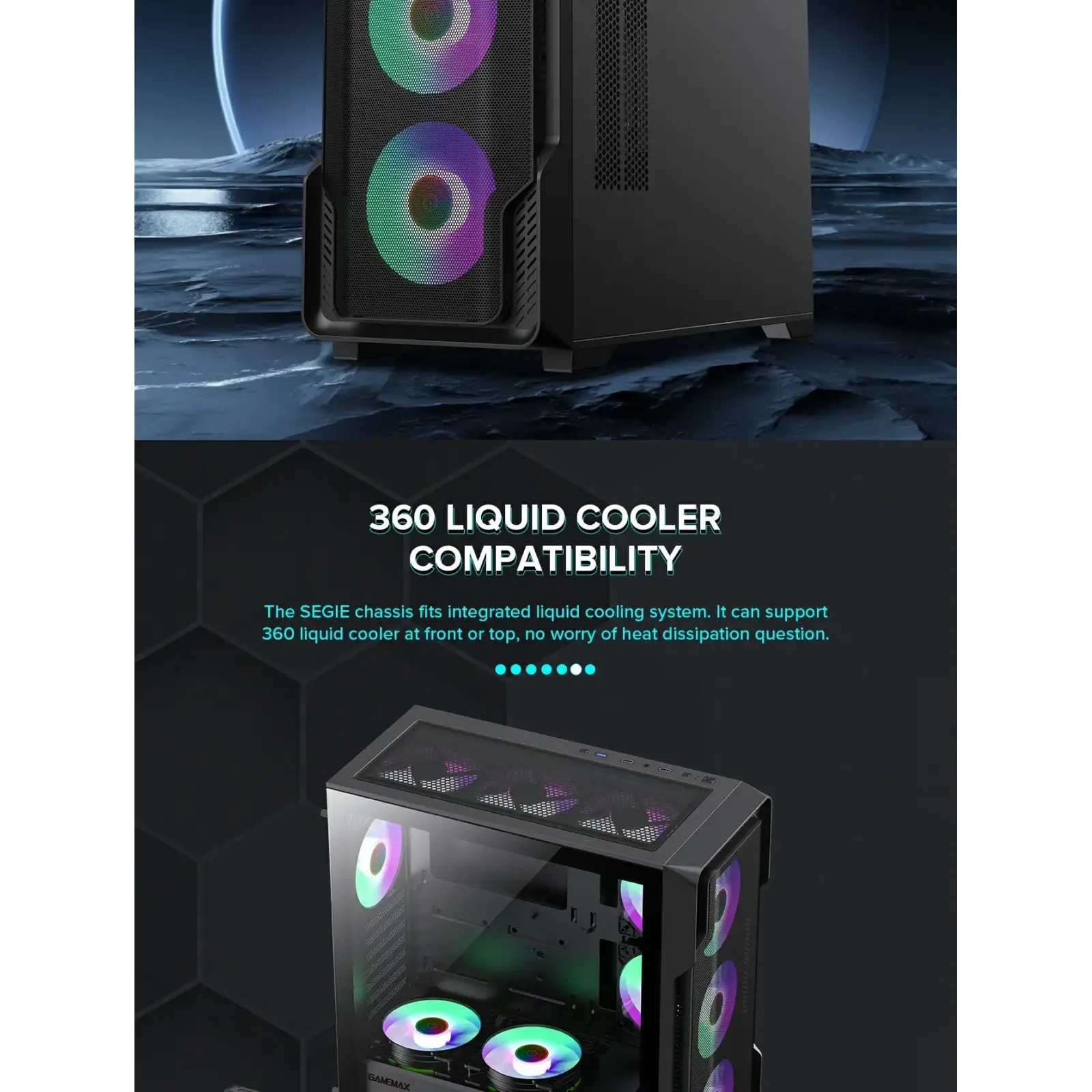 Корпус GAMEMAX Tower E-ATX без блока живлення , закалене с кло Siege BK UA