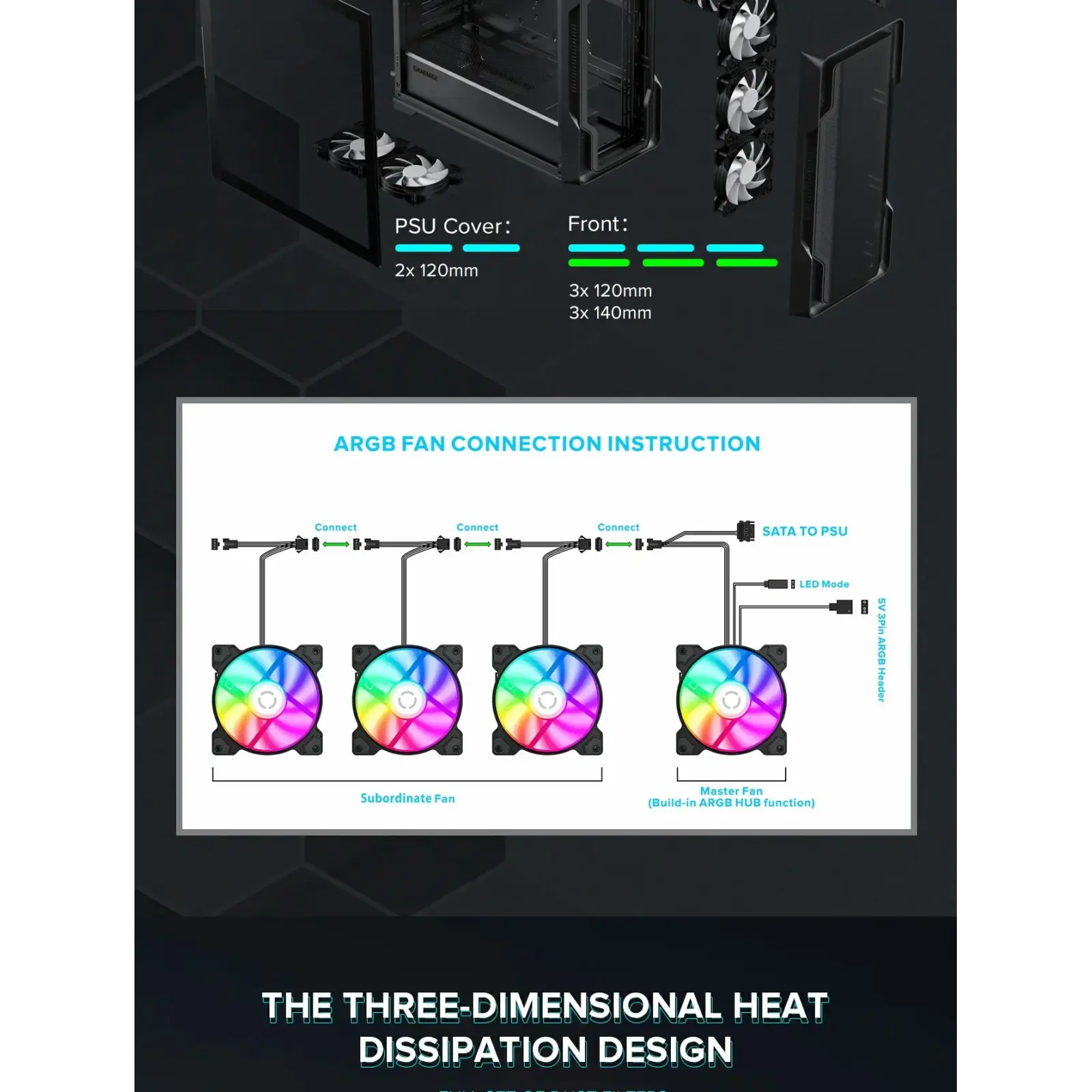 Корпус GAMEMAX Tower E-ATX без блока живлення , закалене с кло Siege BK UA