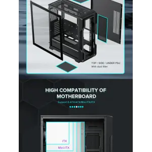 Корпус GAMEMAX Tower E-ATX без блока живлення , закалене с кло Siege BK UA