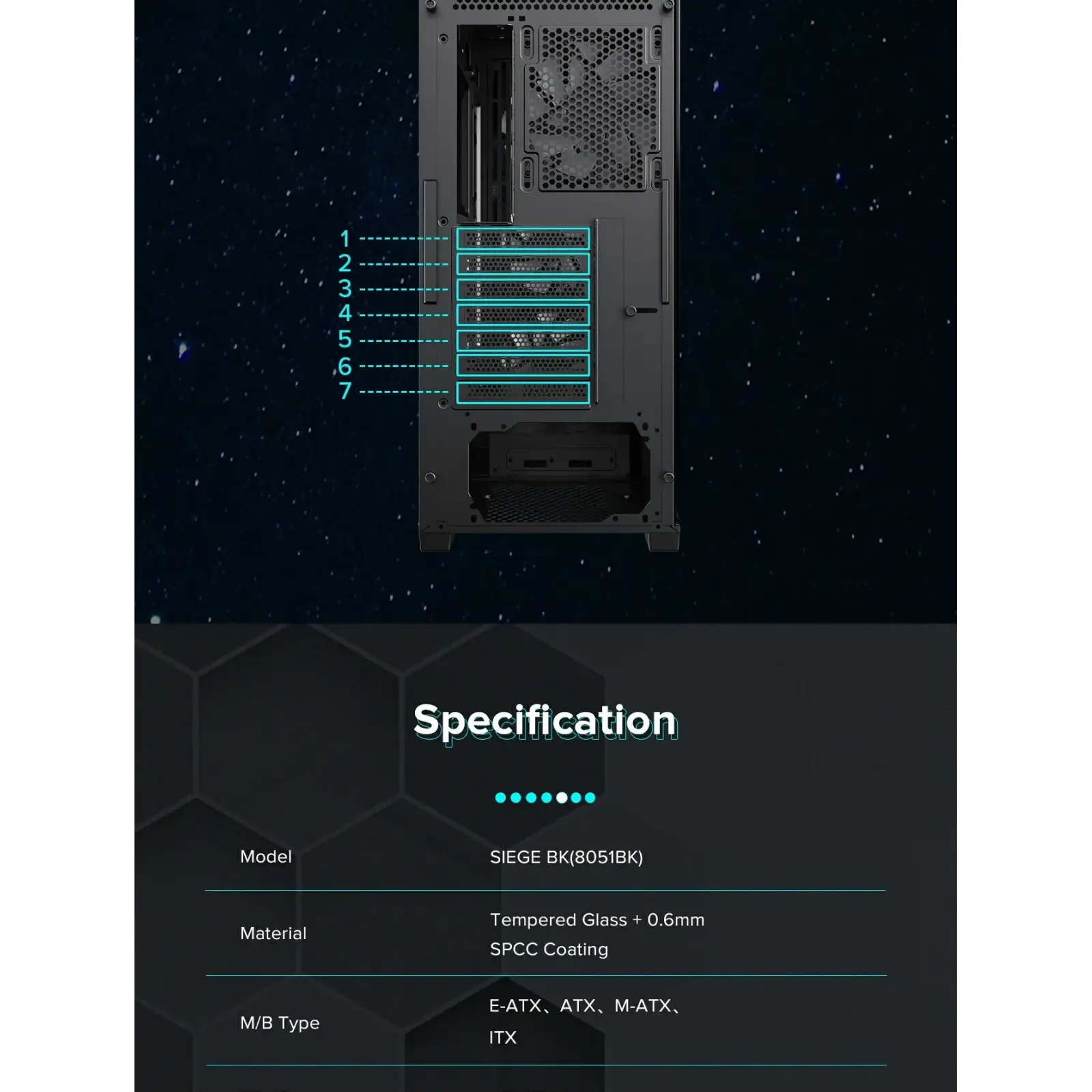 Корпус GAMEMAX Tower E-ATX без блока живлення , закалене с кло Siege BK UA