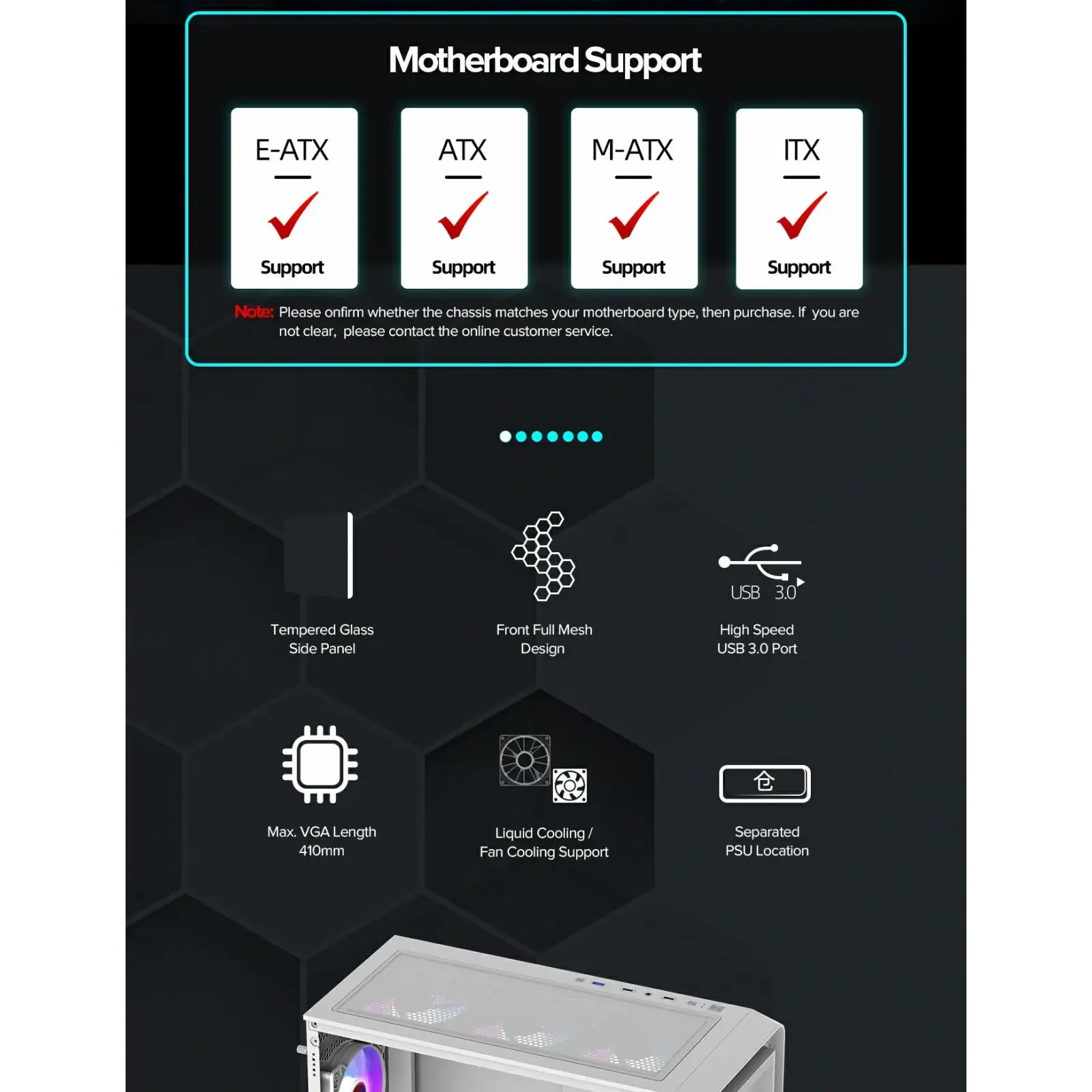 Корпус GAMEMAX Tower E-ATX без блока живлення , закалене с кло Siege WT UA