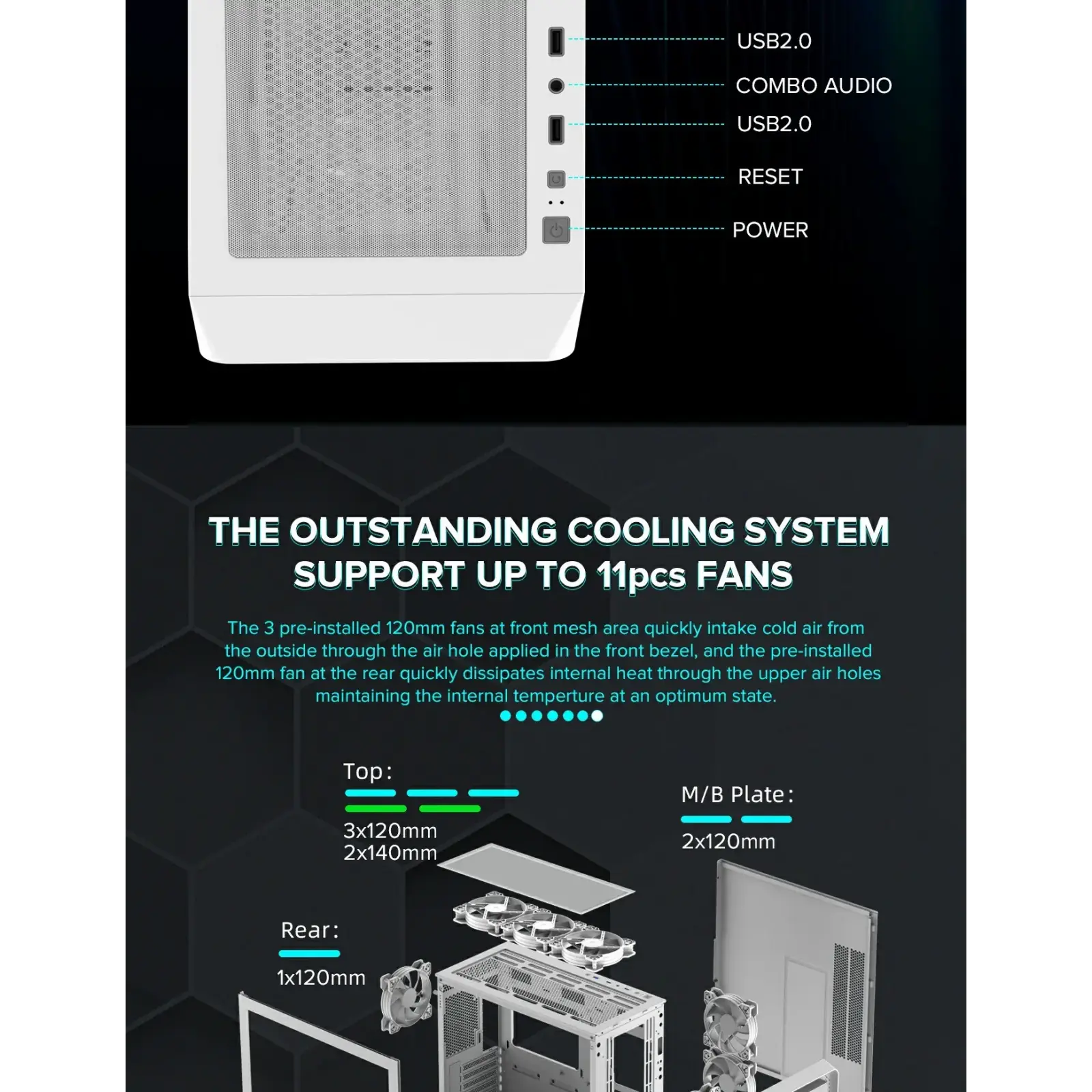 Корпус GAMEMAX Tower E-ATX без блока живлення , закалене с кло Siege WT UA