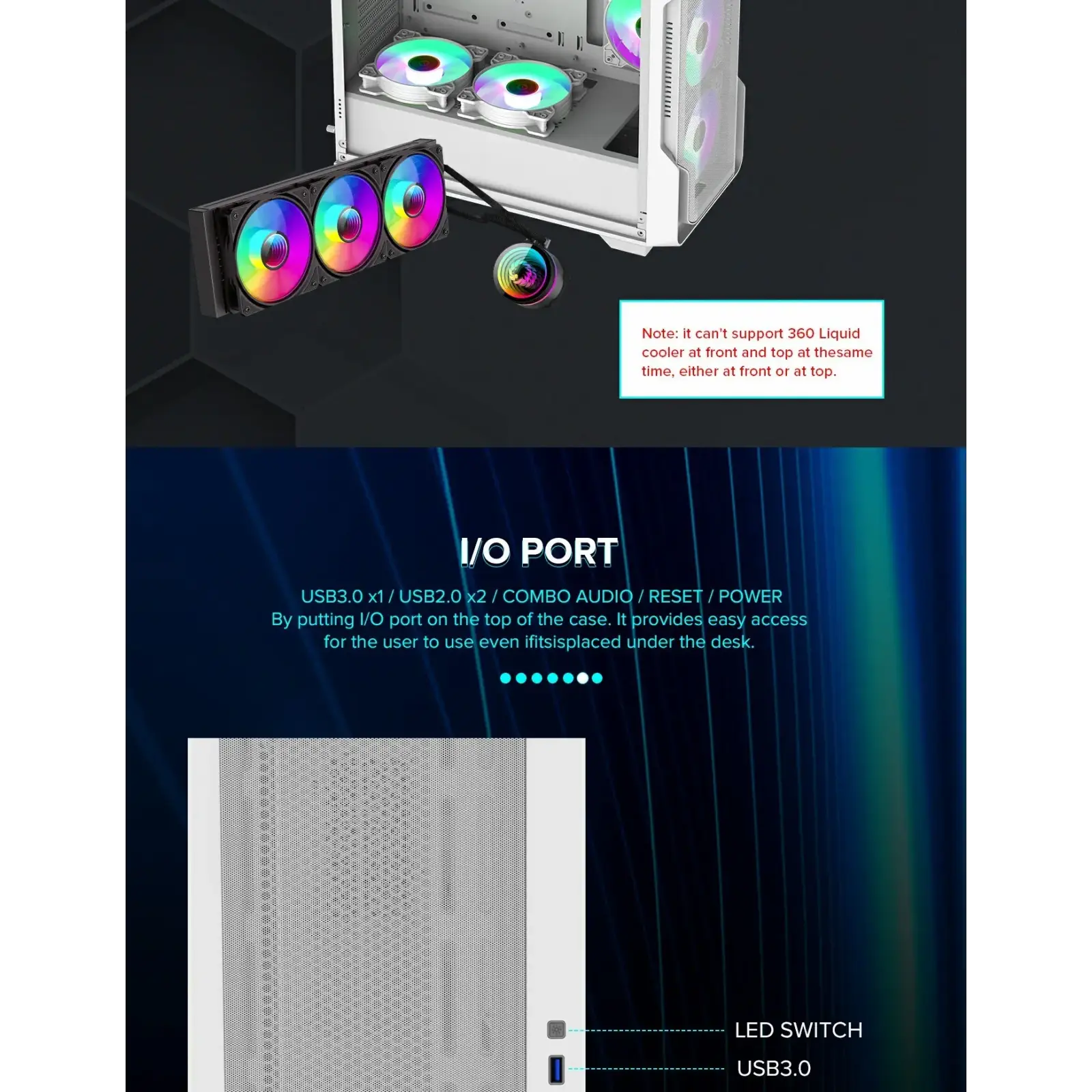 Корпус GAMEMAX Tower E-ATX без блока живлення , закалене с кло Siege WT UA