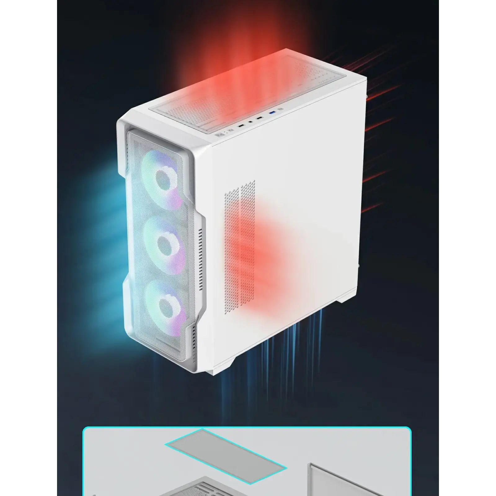 Корпус GAMEMAX Tower E-ATX без блока живлення , закалене с кло Siege WT UA