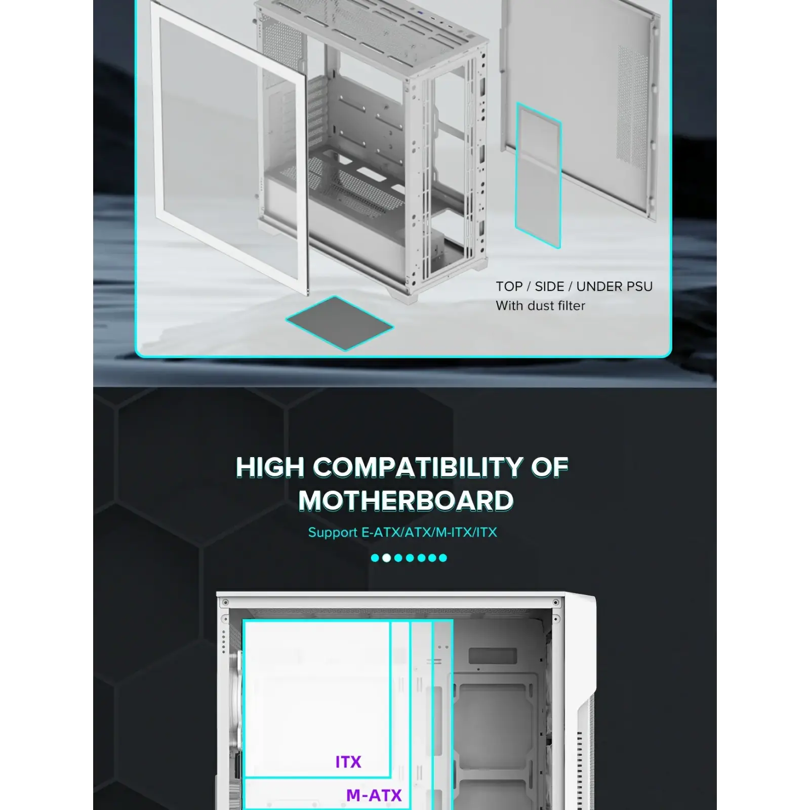Корпус GAMEMAX Tower E-ATX без блока живлення , закалене с кло Siege WT UA