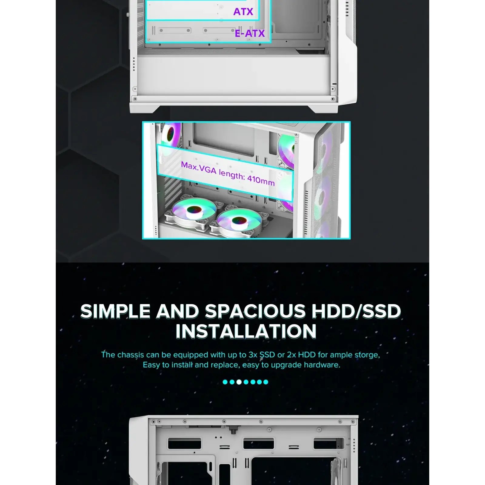 Корпус GAMEMAX Tower E-ATX без блока живлення , закалене с кло Siege WT UA