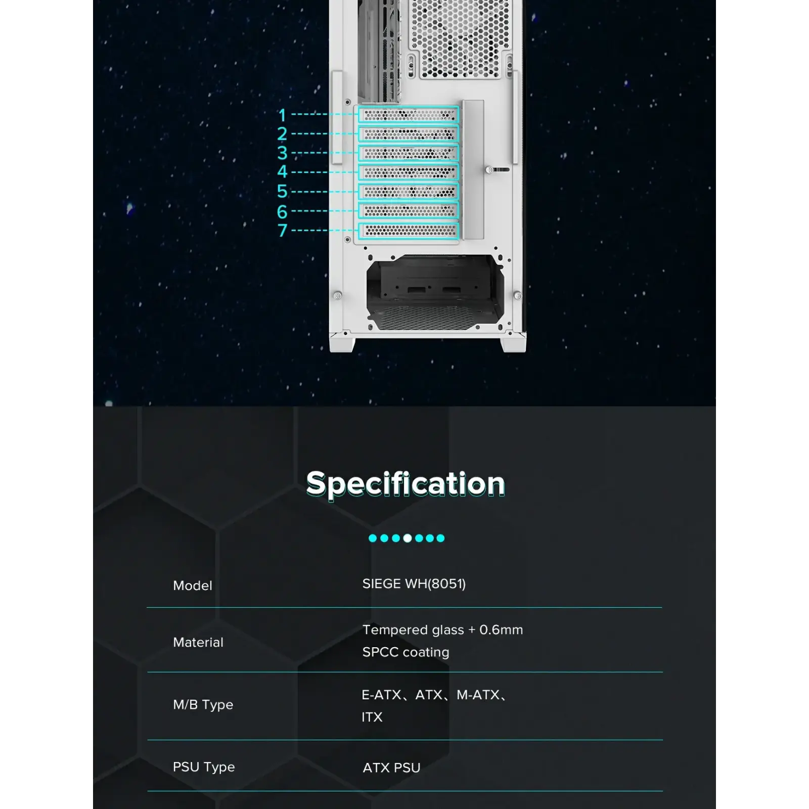 Корпус GAMEMAX Tower E-ATX без блока живлення , закалене с кло Siege WT UA