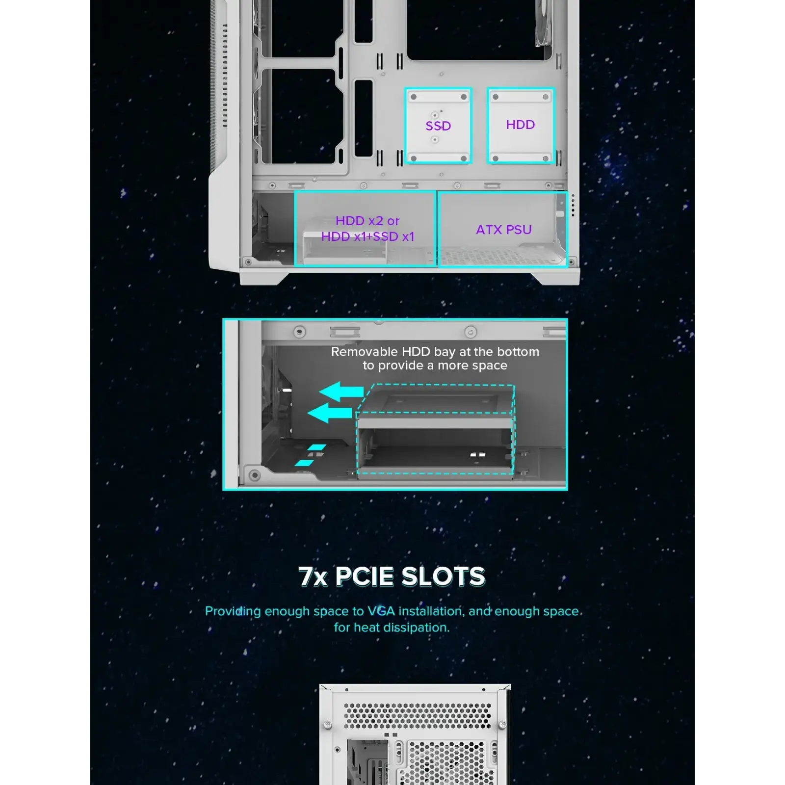 Корпус GAMEMAX Tower E-ATX без блока живлення , закалене с кло Siege WT UA