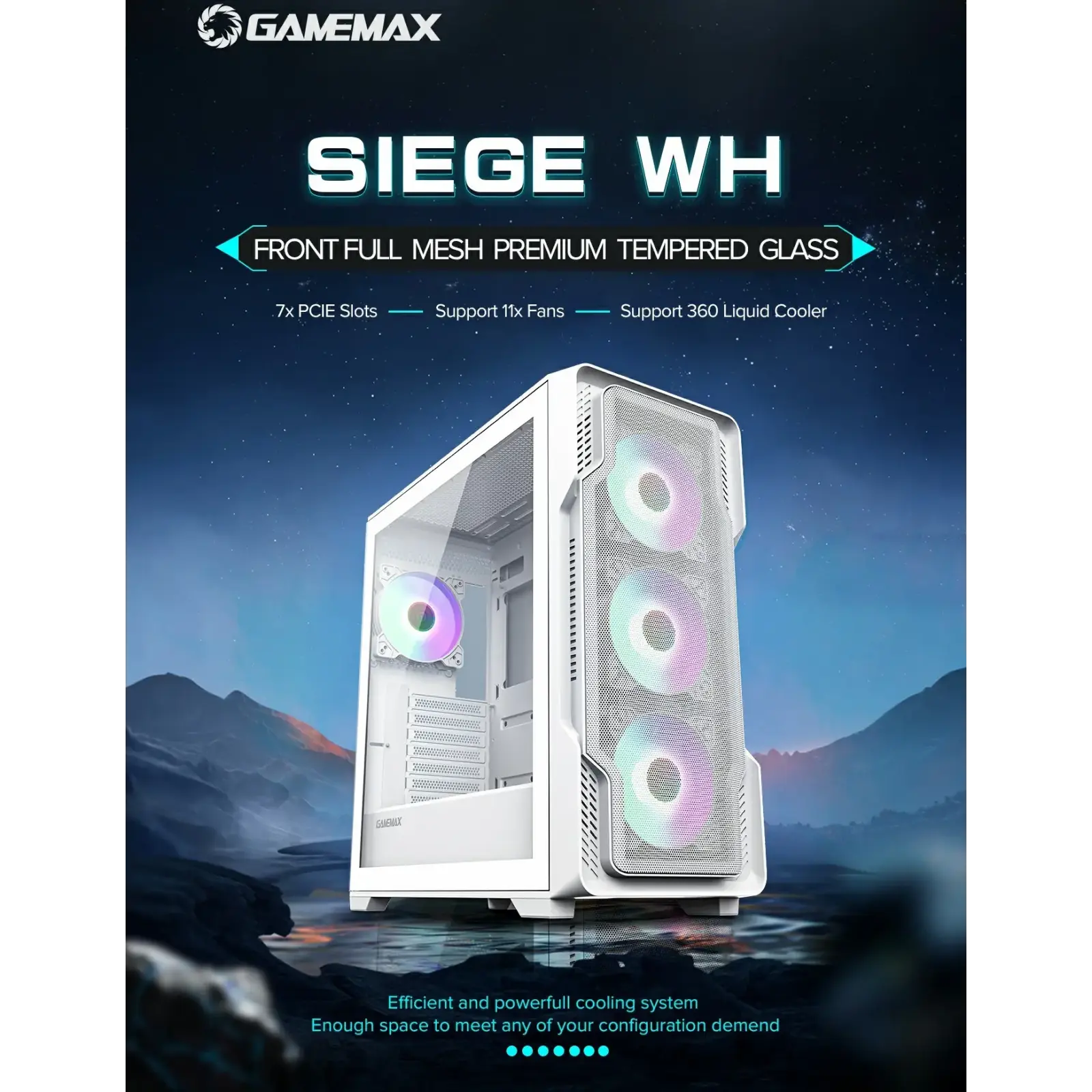Корпус GAMEMAX Tower E-ATX без блока живлення , закалене с кло Siege WT UA