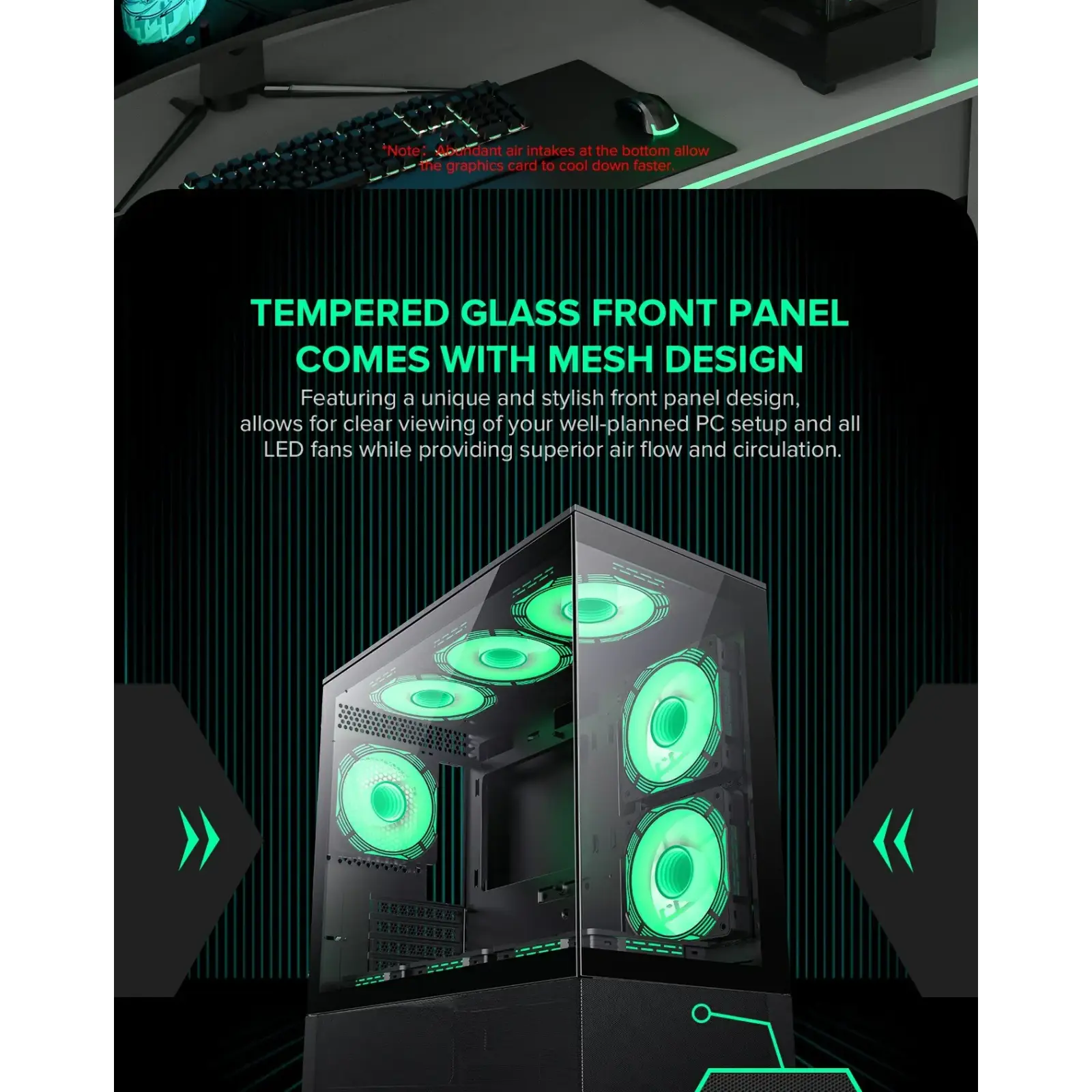 Корпус GAMEMAX Micro-ATX без блока живлення, Tempered Glass, Mesh, USB2.0x2, USB3.0x1 Vista MB UA