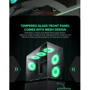 Корпус GAMEMAX Micro-ATX без блока живлення, Tempered Glass, Mesh, USB2.0x2, USB3.0x1 Vista MB UA