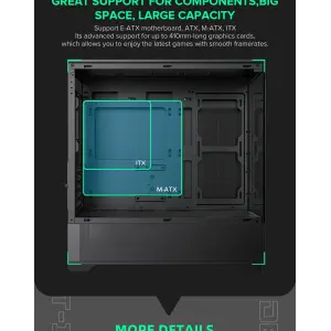 Корпус GAMEMAX Micro-ATX без блока живлення, Tempered Glass, Mesh, USB2.0x2, USB3.0x1 Vista MB UA