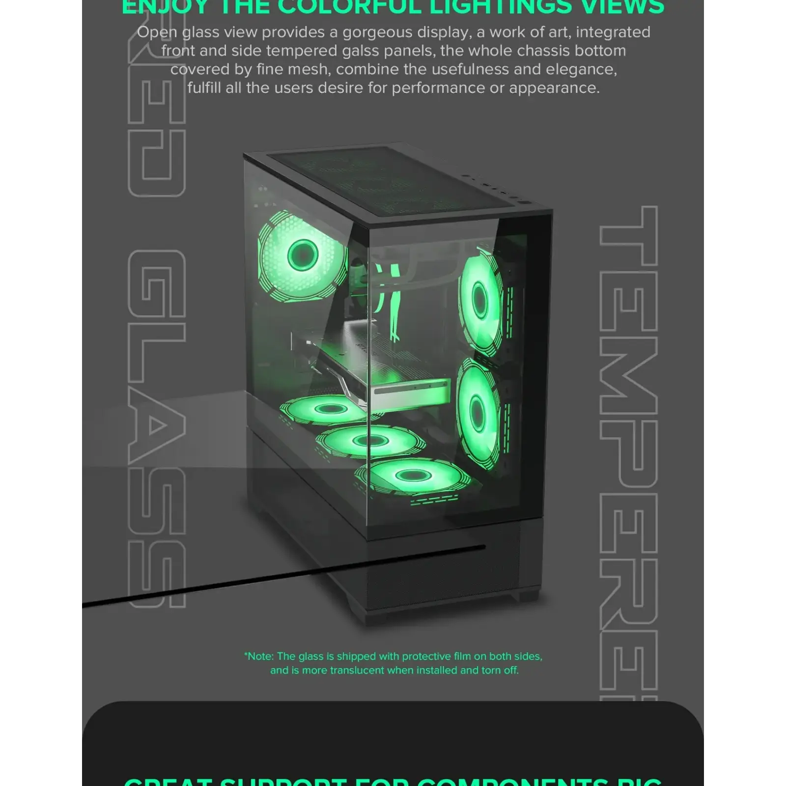 Корпус GAMEMAX Micro-ATX без блока живлення, Tempered Glass, Mesh, USB2.0x2, USB3.0x1 Vista MB UA