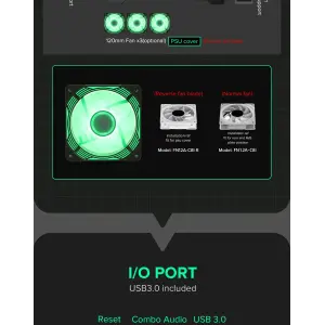 Корпус GAMEMAX Micro-ATX без блока живлення, Tempered Glass, Mesh, USB2.0x2, USB3.0x1 Vista MB UA