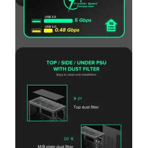 Корпус GAMEMAX Micro-ATX без блока живлення, Tempered Glass, Mesh, USB2.0x2, USB3.0x1 Vista MB UA