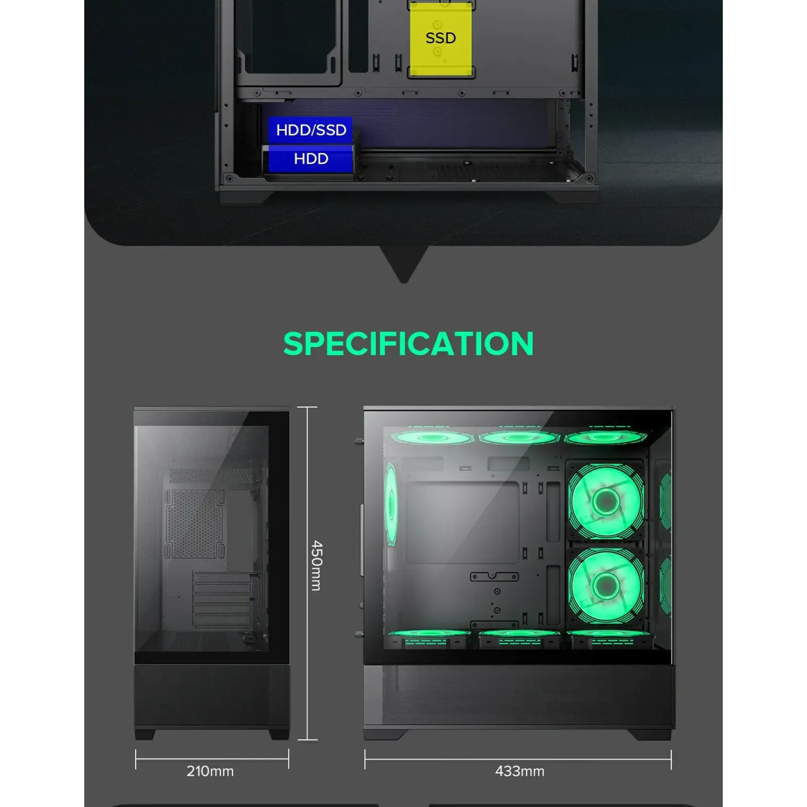 Корпус GAMEMAX Micro-ATX без блока живлення, Tempered Glass, Mesh, USB2.0x2, USB3.0x1 Vista MB UA