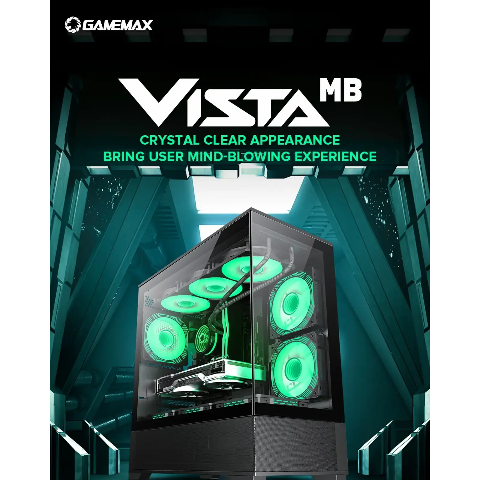 Корпус GAMEMAX Micro-ATX без блока живлення, Tempered Glass, Mesh, USB2.0x2, USB3.0x1 Vista MB UA