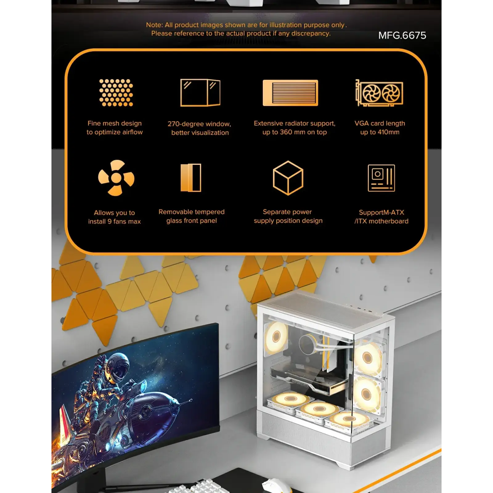 Корпус GAMEMAX Micro-ATX без блока живлення, Tempered Glass, Mesh, USB2.0x2, USB3.0x1 Vista MW UA