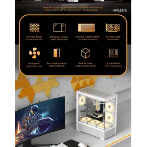 Корпус GAMEMAX Micro-ATX без блока живлення, Tempered Glass, Mesh, USB2.0x2, USB3.0x1 Vista MW UA