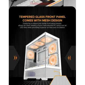 Корпус GAMEMAX Micro-ATX без блока живлення, Tempered Glass, Mesh, USB2.0x2, USB3.0x1 Vista MW UA