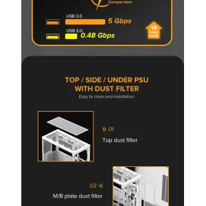 Корпус GAMEMAX Micro-ATX без блока живлення, Tempered Glass, Mesh, USB2.0x2, USB3.0x1 Vista MW UA