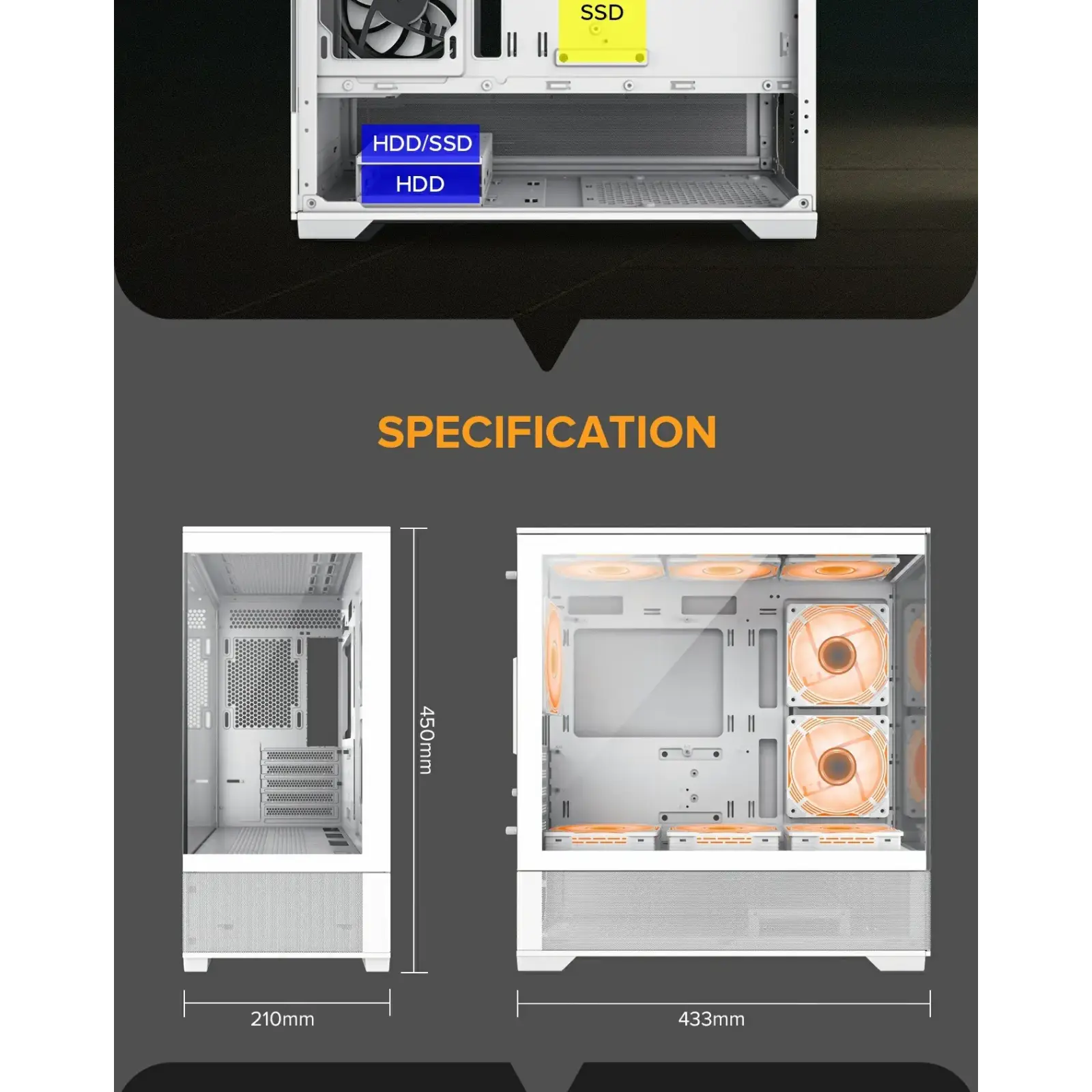 Корпус GAMEMAX Micro-ATX без блока живлення, Tempered Glass, Mesh, USB2.0x2, USB3.0x1 Vista MW UA