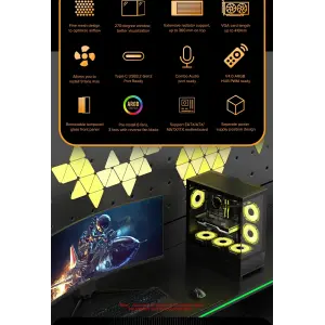 Корпус GAMEMAX комп'ютерний Midi ATX без блока живлення, E-ATX, ATX, M-ATX, ITX, Tempered Glass, Mesh Vista AB UA