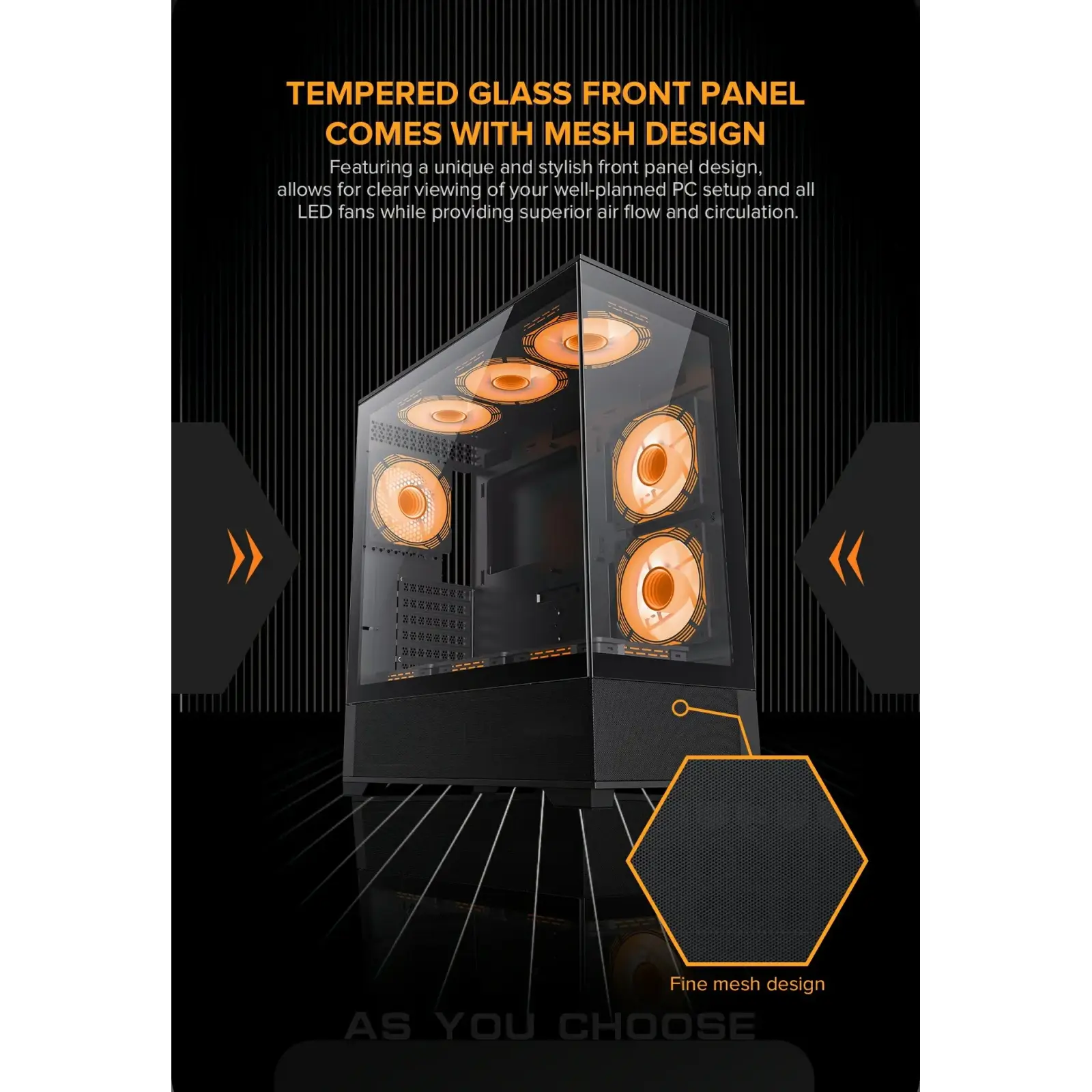 Корпус GAMEMAX комп'ютерний Midi ATX без блока живлення, E-ATX, ATX, M-ATX, ITX, Tempered Glass, Mesh Vista AB UA