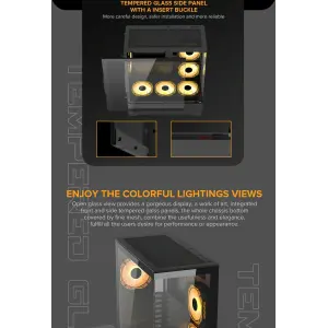 Корпус GAMEMAX комп'ютерний Midi ATX без блока живлення, E-ATX, ATX, M-ATX, ITX, Tempered Glass, Mesh Vista AB UA