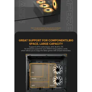 Корпус GAMEMAX комп'ютерний Midi ATX без блока живлення, E-ATX, ATX, M-ATX, ITX, Tempered Glass, Mesh Vista AB UA