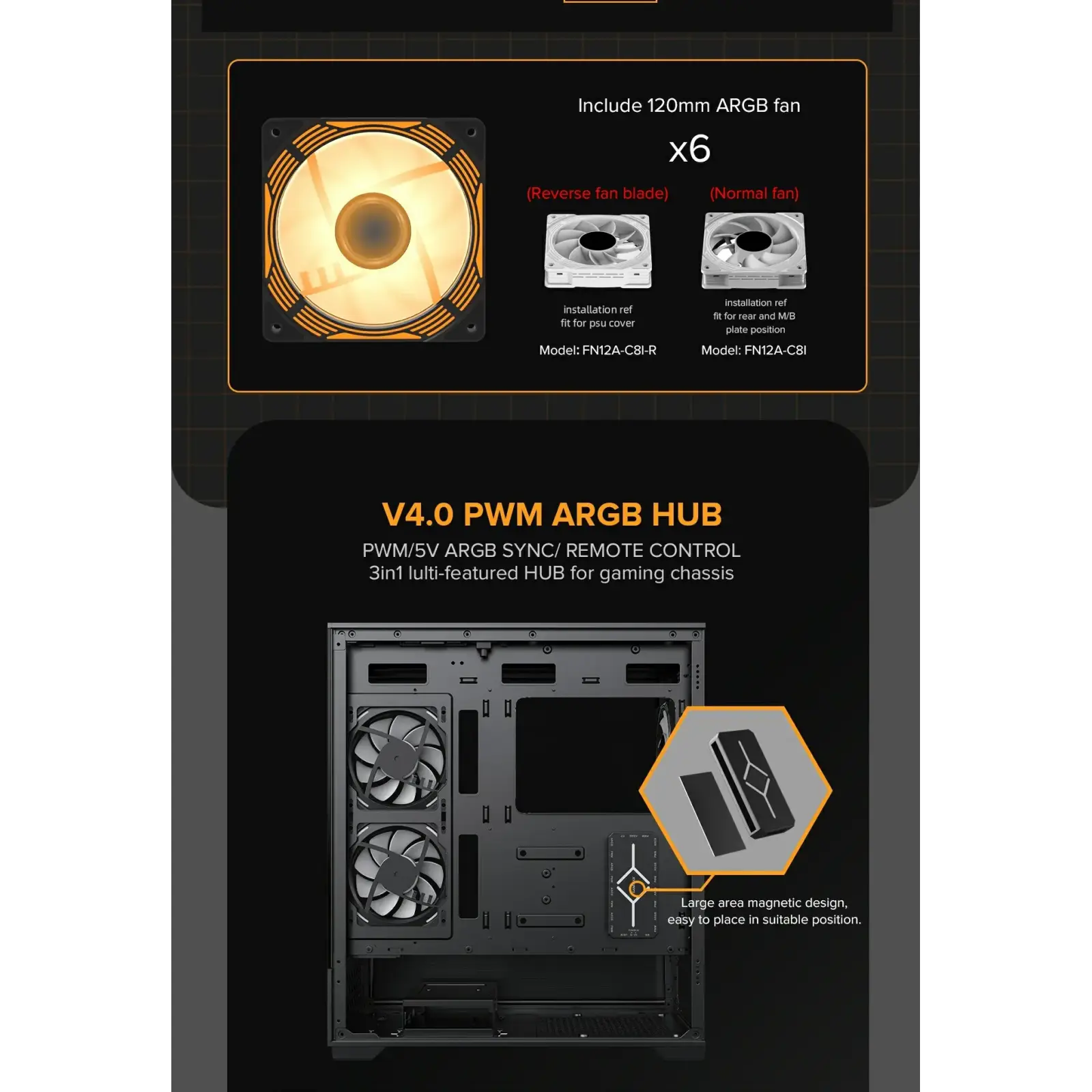 Корпус GAMEMAX комп'ютерний Midi ATX без блока живлення, E-ATX, ATX, M-ATX, ITX, Tempered Glass, Mesh Vista AB UA