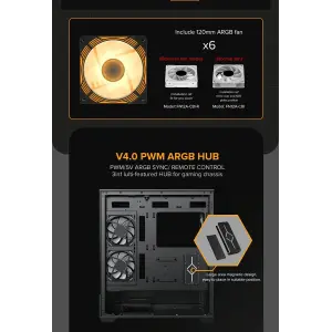 Корпус GAMEMAX комп'ютерний Midi ATX без блока живлення, E-ATX, ATX, M-ATX, ITX, Tempered Glass, Mesh Vista AB UA