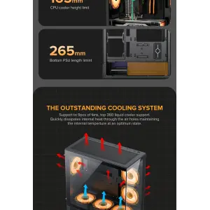 Корпус GAMEMAX комп'ютерний Midi ATX без блока живлення, E-ATX, ATX, M-ATX, ITX, Tempered Glass, Mesh Vista AB UA