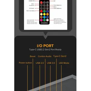 Корпус GAMEMAX комп'ютерний Midi ATX без блока живлення, E-ATX, ATX, M-ATX, ITX, Tempered Glass, Mesh Vista AB UA