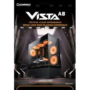 Корпус GAMEMAX комп'ютерний Midi ATX без блока живлення, E-ATX, ATX, M-ATX, ITX, Tempered Glass, Mesh Vista AB UA