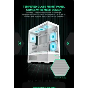 Корпус GAMEMAX комп'ютерний Midi ATX без блока живлення, E-ATX, ATX, M-ATX, ITX, Tempered Glass, Mesh Vista AW UA