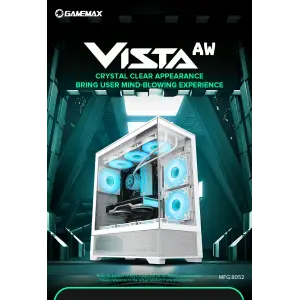 Корпус GAMEMAX комп'ютерний Midi ATX без блока живлення, E-ATX, ATX, M-ATX, ITX, Tempered Glass, Mesh Vista AW UA