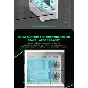 Корпус GAMEMAX комп'ютерний Midi ATX без блока живлення, E-ATX, ATX, M-ATX, ITX, Tempered Glass, Mesh Vista AW UA