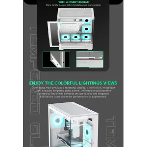 Корпус GAMEMAX комп'ютерний Midi ATX без блока живлення, E-ATX, ATX, M-ATX, ITX, Tempered Glass, Mesh Vista AW UA