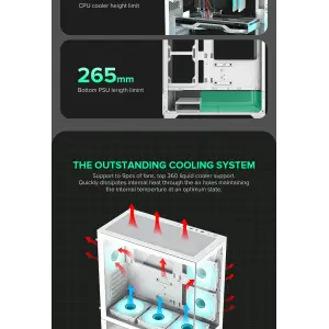 Корпус GAMEMAX комп'ютерний Midi ATX без блока живлення, E-ATX, ATX, M-ATX, ITX, Tempered Glass, Mesh Vista AW UA