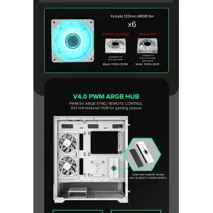 Корпус GAMEMAX комп'ютерний Midi ATX без блока живлення, E-ATX, ATX, M-ATX, ITX, Tempered Glass, Mesh Vista AW UA