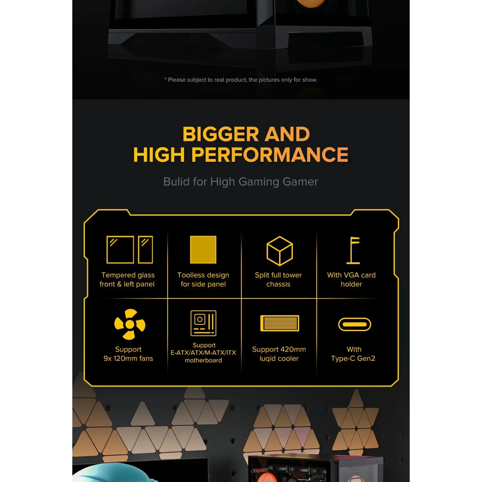 Корпус GAMEMAX Tower E-ATX без блока живлення , закалене с клоE-ATX,ATX, M-ATX,ITX, Tempered Glass,Mesh,USB2. Leader TG UA